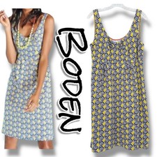 Boden Yellow Blue Seashell Sleeveless Cotton Dress Scoop Neck Women’s Size 10L 