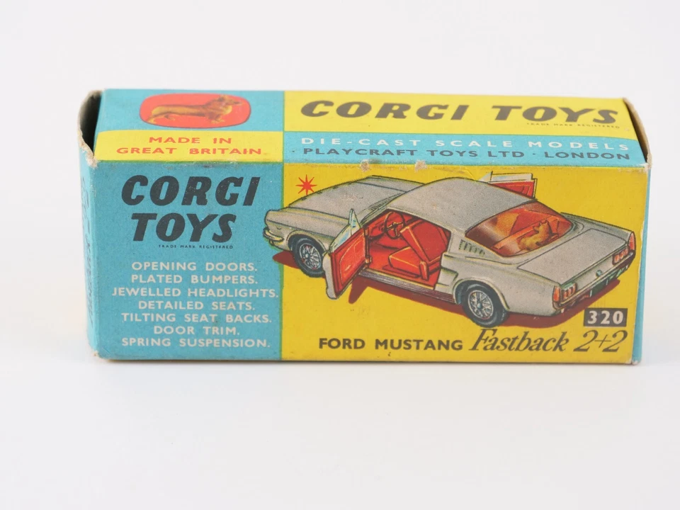 Corgi N° 320 Ford Mustang Fastback 2+2 1/43 Mai Giocato In Scatola - Immagine 3 di 4