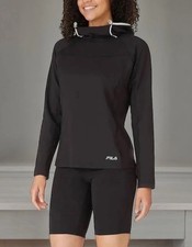 FILA Ladies' Funnel Neck Moisture Wicking Active Training Hoodie Black Medium