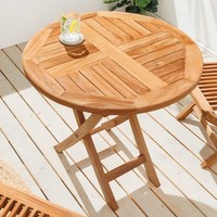 Massiver Gartentisch Empire Teak - 70Cm - Teakholz - Rund Klappbar Balkontisch