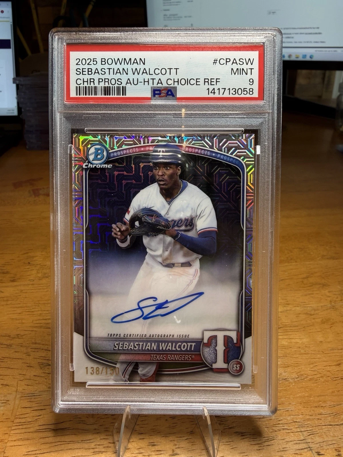 Deal for 2025 Bowman Chr Sebastian Walcott Pros Au HTA Ref /150 Auto PSA 9 🔥🔥🔥