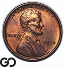 1920 Lincoln Cent Wheat Penny, Choice BU++ RB