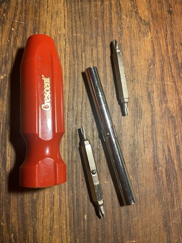Vintage Crescent 8 In 1 Multi Bit Screwdriver Red Handle MechanicCollectible USA