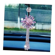 Car Rear View Mirror Pendant, Bling Crystal Hanging Ornament, Fashion Car Pink