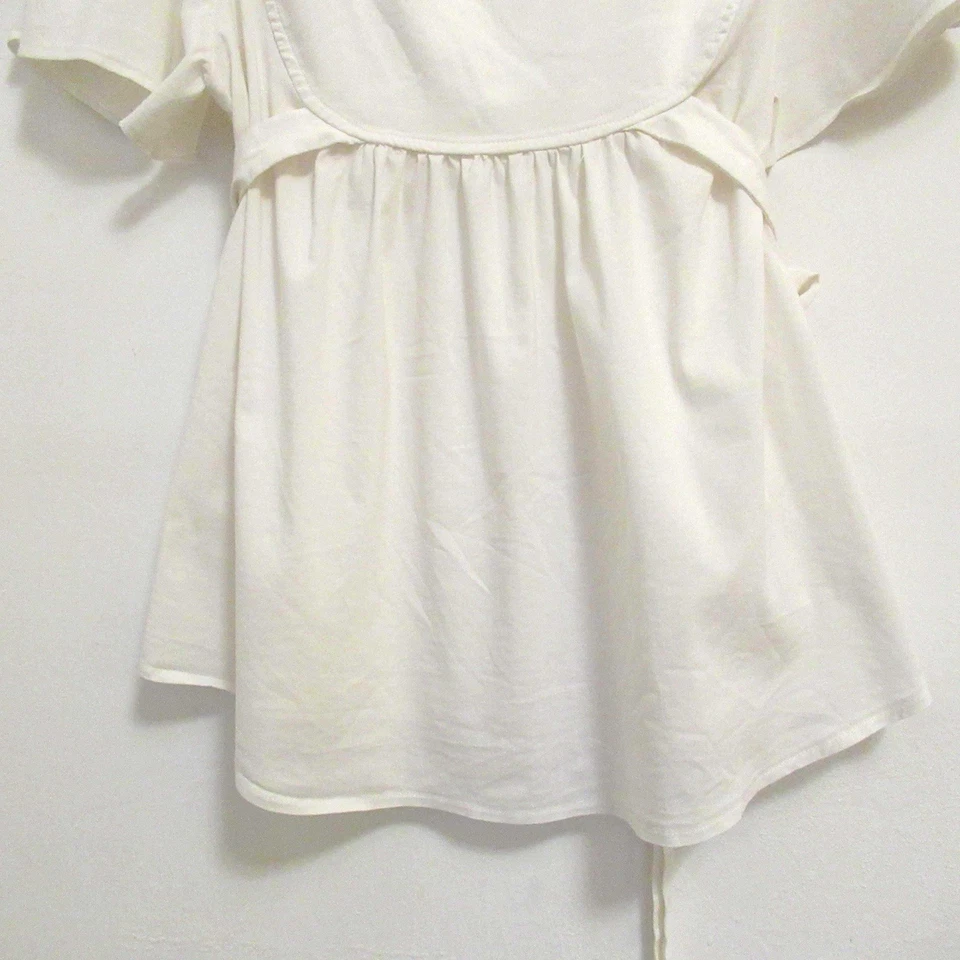 HM Mama Top Womens Medium White Maternity Babydoll Short Sleeve Cottage Peasant - Image 4 of 4