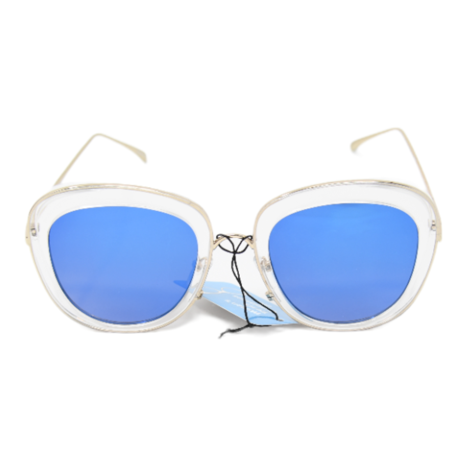 Sunglasses Fashion UV400 Protection Women Clear Silver Frame Blue Lens