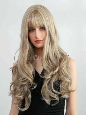 Marie Osmond Full Bang Long Light Blonde Wavy Capless Wigs ...