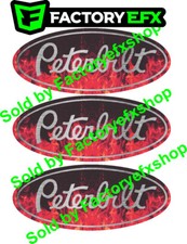 3 Red Peterbilt Flame Grille & Hood Decal Emblems Flames 359 379 378 353 377 