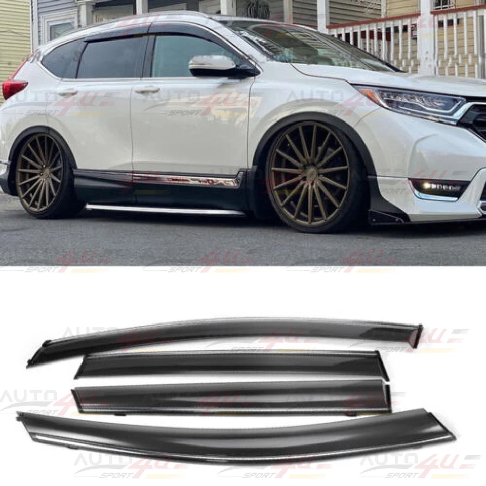 4PCS Window Vent Visors Sun Rain Guards Shade For Honda CR-V CRV 2017-2021 - Image 3 of 4