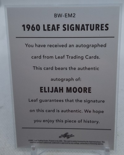 ELIJAH MOORE 2021 Leaf "1960 Signatures"#BW-EM2 RC Teal Auto XRC SSP #10/50 - Picture 3 of 3