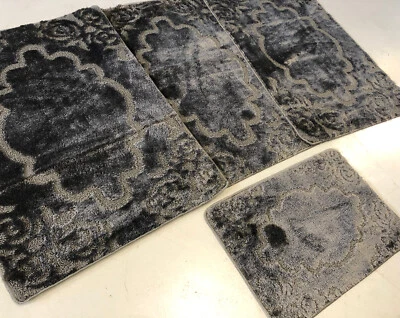 RUGWORLD JUEGO DE ALFOMBRILLAS DE VIAJE LAVABLES ROMANY ALFOMBRAS ANTIDESLIZANTES SÚPER GRUESAS ALFOMBRILLAS GITANAS GRISES XX