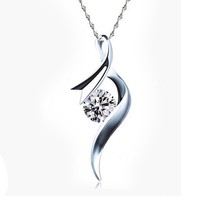 Damen Halskette Zirkon AnhäNger Frauen Schmuck Kette 925 Silber Silberkette