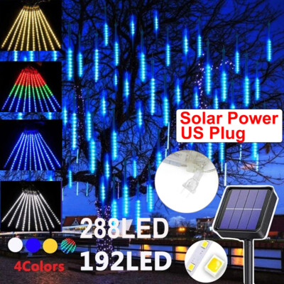192/288 LED Solar Lights Meteor Shower Rain Tree String Light Garden Xmas Party