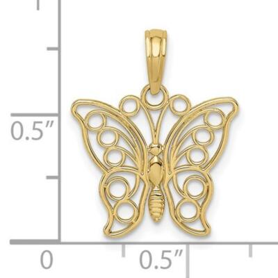 10K massives Gold Schmetterling 0,78'' Anhänger - 10K Echtgold 2mm Panzerkette - K3243