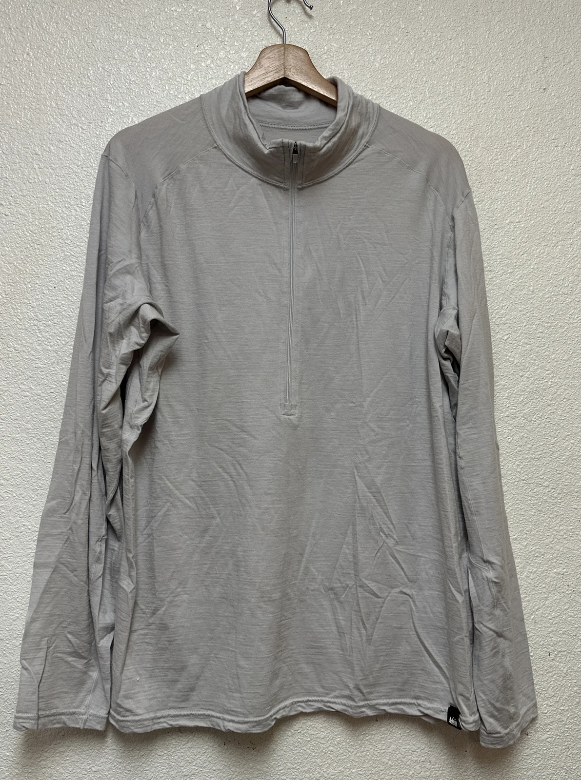 REI CO-OP MEN'S Merino Midweight 1/2 ZIP BASE LAYER Sz L