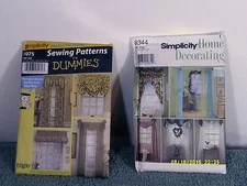 Lot of 2 SIMPLICITY Home Decorating -Window Treatment Patterns #8344, #7075
