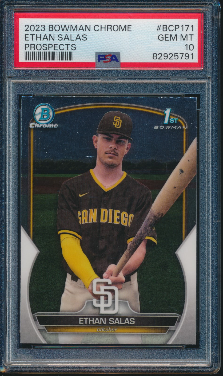 PSA 10 ETHAN SALAS 1st 2023 Bowman Chrome Prospects PADRES Rookie RC GEM MINT