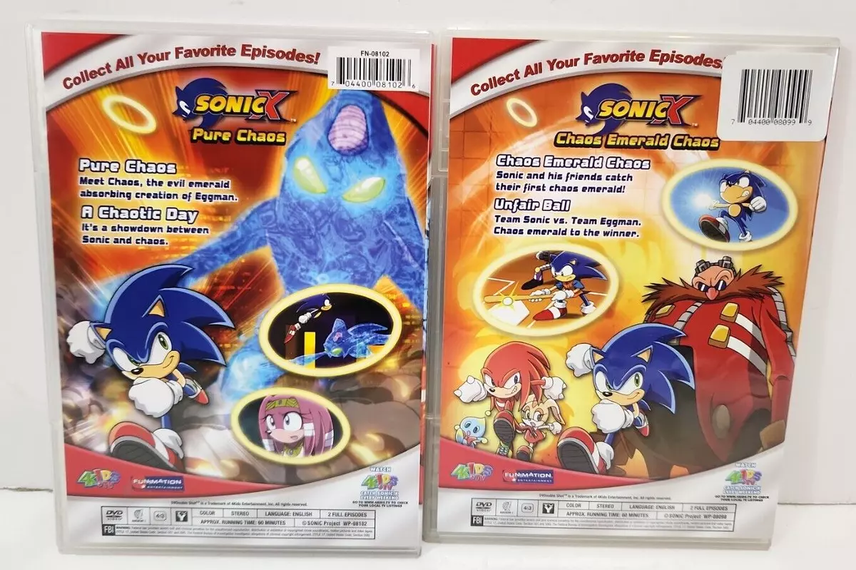 Sonic X Anime Dub Dvd 4Kids TV Pure Chaos Doubleshot