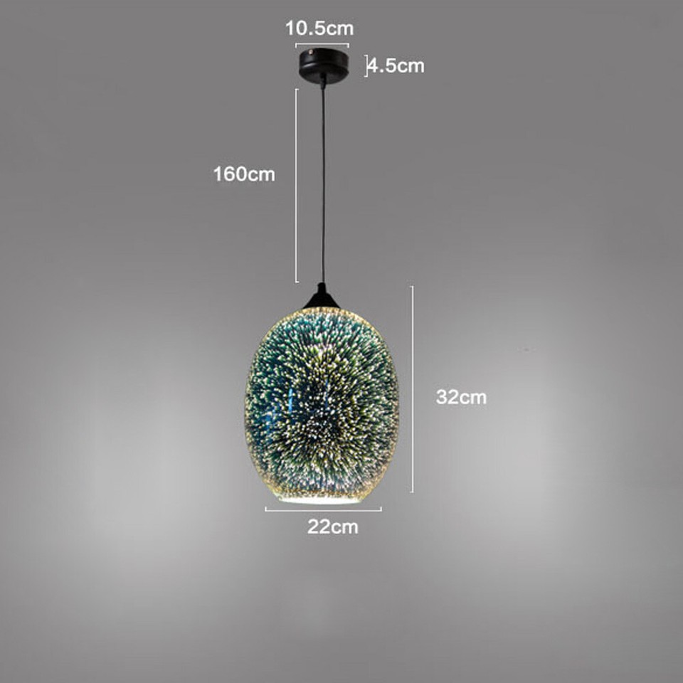 Pendelleuchte 3D Feuerwerk – Buntes Glas, E27, 220V, 40W, Für Wohnzimmer, Küche, Bar