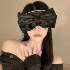 Big Bowknot Silk Sleep Eye Mask Blindfold with Elastic Strap Headband RolePlay