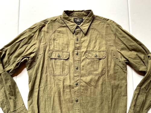 RRL Ralph Lauren Military Inspired Green Cotton Workshirt-MEN-L - Bild 2 von 3