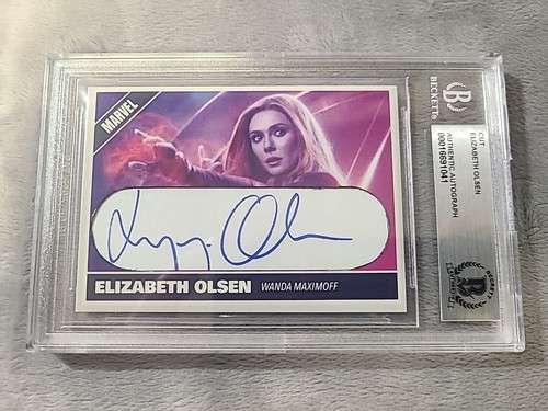 Elizabeth Olsen Signed Cut Card Wanda Card BAS 1/1 - Picture 2 of 10
