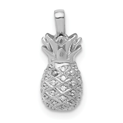 14k Weißgold runder Diamant Fancy Cluster Ananas Frucht Anhänger 0,162 ct.