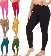 1X 2X 3X Athletic Fabric Wide Waist / Premium Cotton Long Yoga Leggings Pockets