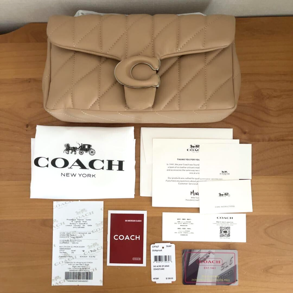 COACH Quilting Tabby Shoulder Bag Crossbody Bag CP147 Chain Beige New 2412M