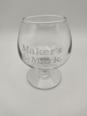 Maker's Mark Bourbon Whiskey Etched Snifter Pedestal Glass - 3 3/4'' Tall