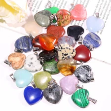 25pcs Natural Quartz Crystal Heart Stone Pendants Charms for jewelry making
