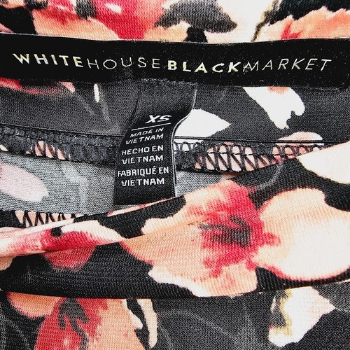 WHITE HOUSE BLACK MARKET Top Blouse Off Shoulder BLACK PINK Floral size XS Chic - Picture 4 of 5