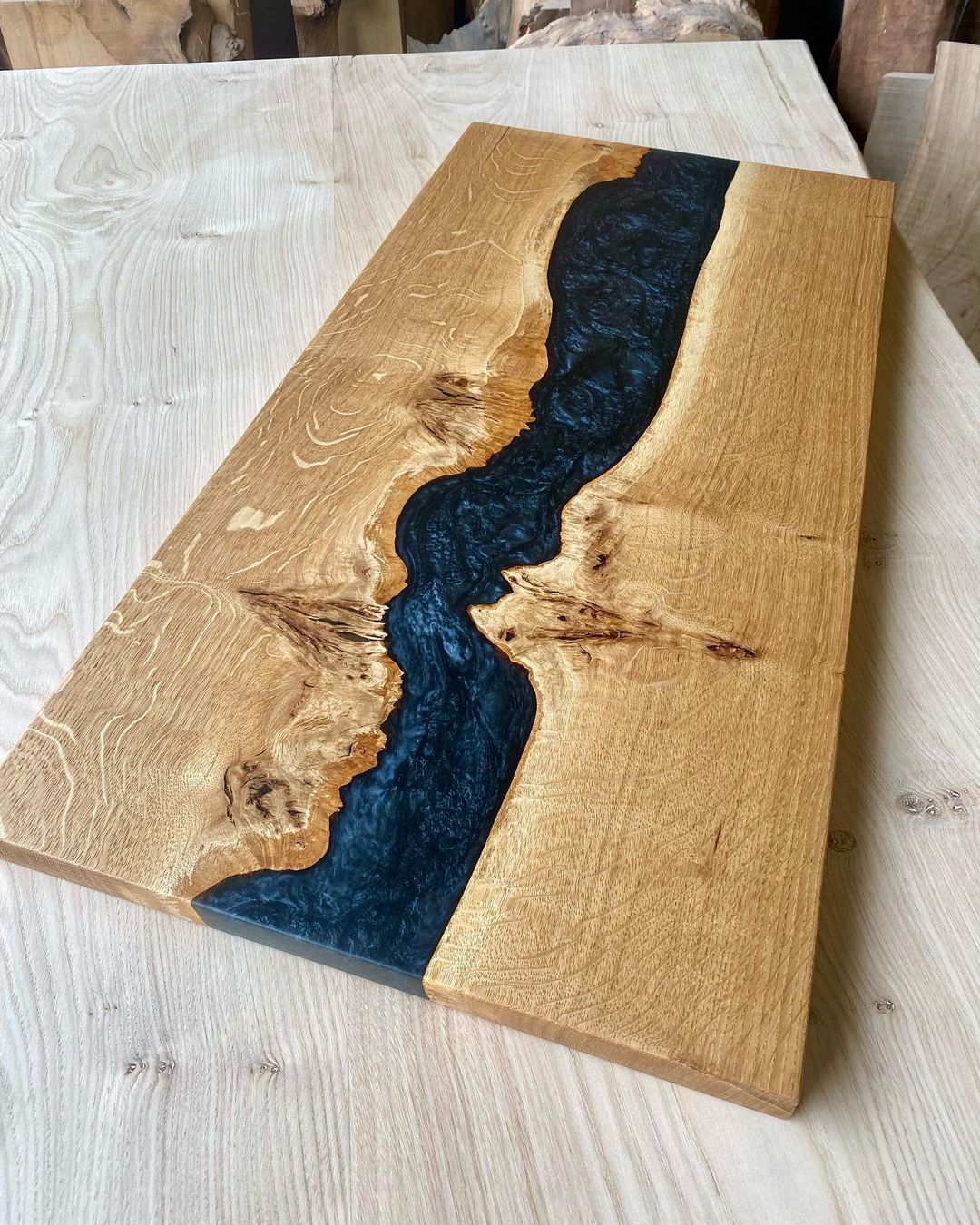 Black Epoxy Wood River Table Handmade Modern Resin Art-image