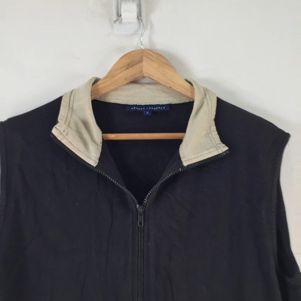 Amanda Tabberer Mujer Chaleco Talla L Negro Beige Sin Mangas Cremallera 114024 Foto 2 de 4