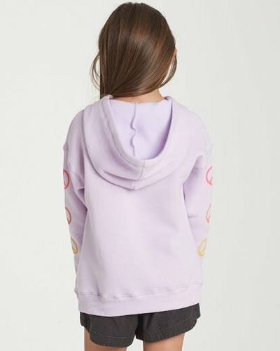 BILLABONG GIRLS PURPLE PEACE LOVE WAVES HOODIE SWEATSHIRT SURF BEACH XXS 4/5 - Picture 2 of 3