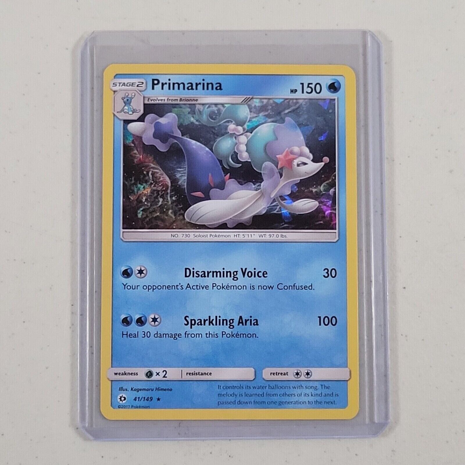 Pokemon Card TCG Primarina Sun & Moon Base Set 41/149 Cracked Ice Holo Rare