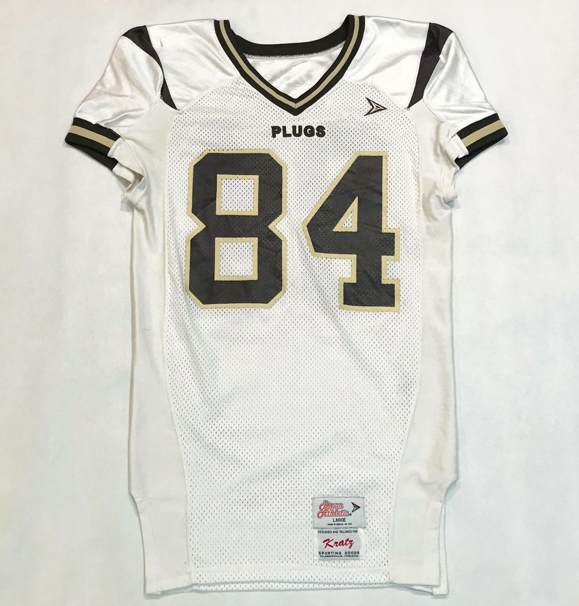 Vintage Ripon Athletic Plugs #84 Football Game Jersey White