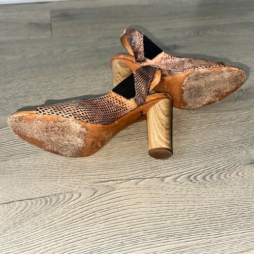 Latitude Femme Snakeskin Leather Block Heels – Size 9.5 – $395 Italian Designer - Picture 4 of 11