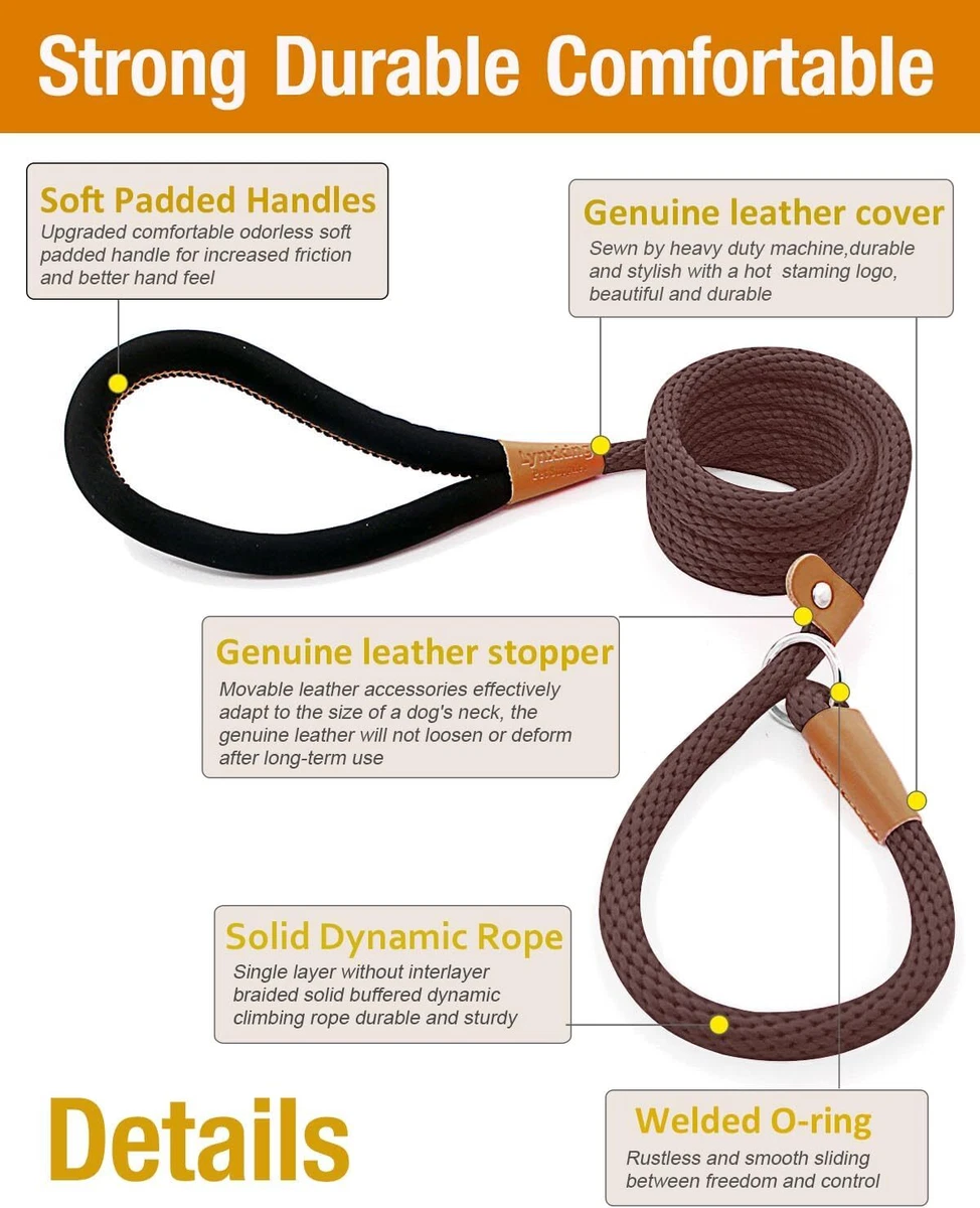 lynxking 6 FT Dog Leash Slip Lead 2 Pack Strong Heavy Duty Braided