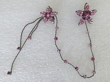 Unique Pink Rhinestones Crystals 2 clips flowers drop Hair Ornament 9" pin