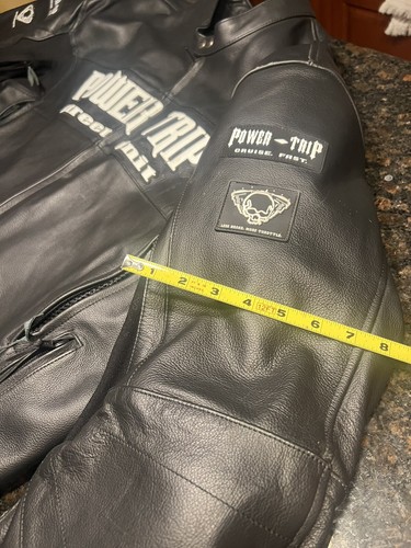 Power Trip Men’s Black Leather Armored Motorcycle Jacket Size 56 (XL) - Picture 8 of 16