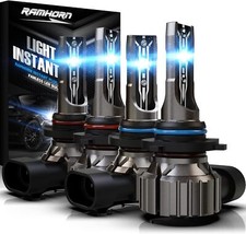 Ramhorn 9005/HB3  9006/HB4 LED Light Bulbs 4-Pack 120W 24000LM 6500K White 9005