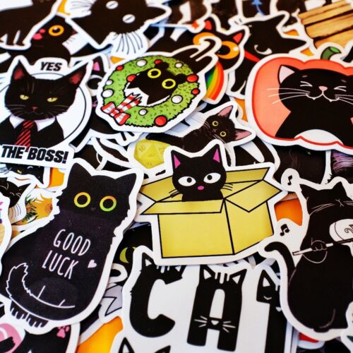 "Black Cats ver4" 50pcs Scrapbooking Home Deco Car Stickers Cute Animal Decals - Picture 1 of 10
