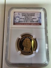 2008-S James Monroe $1 NGC PF 69 Ultra Cameo Presidential Dollar - 5th President