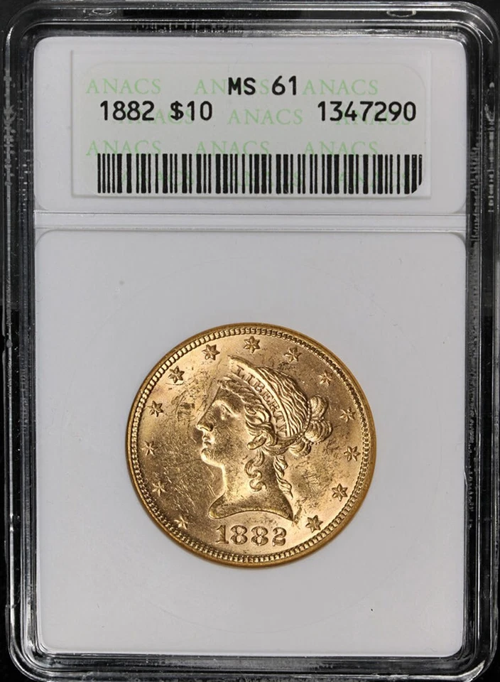 1882-P Liberty Gold $10 ANACS MS61 Old Soap Box Holder Nice Strike - Image 3 of 4