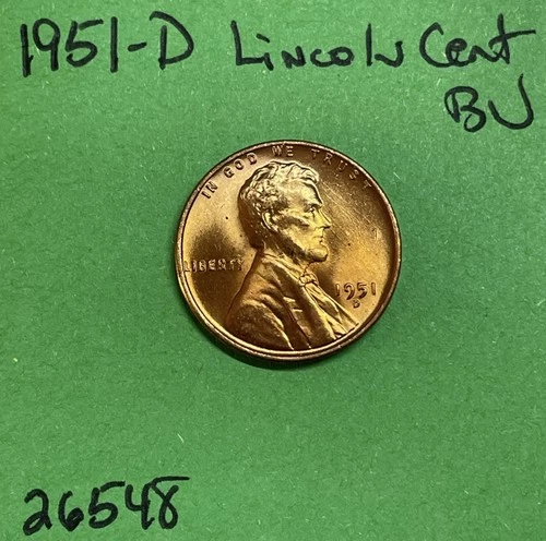 1951-D Lincoln Wheat Cent / Penny 1c BU US Coin See Pictures