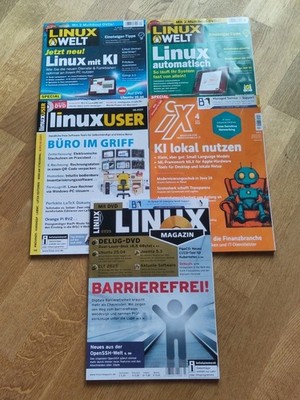 5 IT-Zeitschriften: iX 4/25 | linux user 8/26 | 2x Linux Welt | Linux Magazini