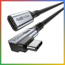 USB C Extension Cable, USBC Right Angle Extender Cord 6 FT USB 3.1 10Gbps Male