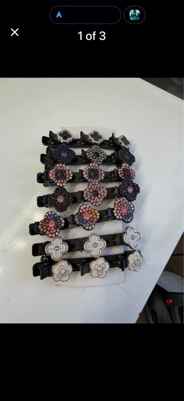 7PC Sparkling Crystal Stone Braided Hair Clips Satin Rhinestone Fabric Hair Clip