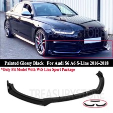 For Audi S6 A6 S-line 2016-2018 Front Bumper Lip Splitter Spoiler Glossy Black